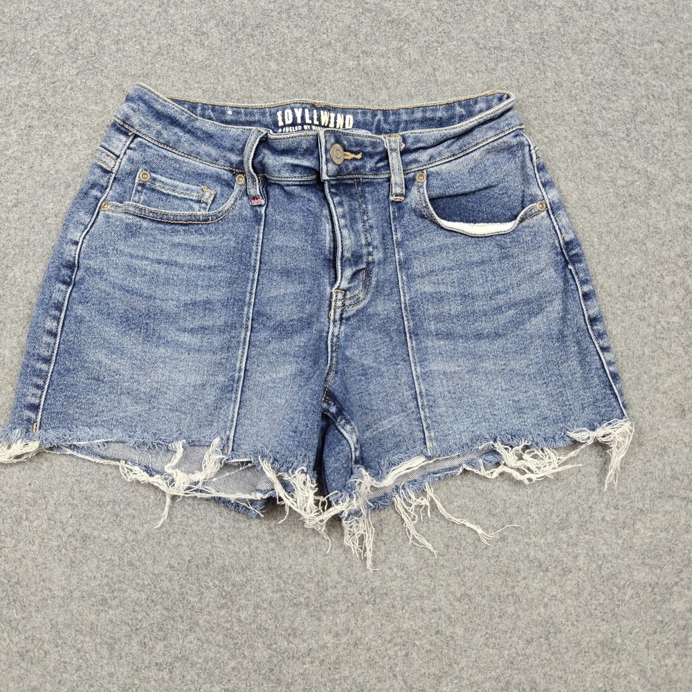 Idyllwind Shorts Womens 4 Blue Denim Cutoff Frayed Raw Hem Stretch Casual